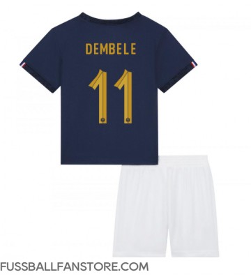 Frankreich Ousmane Dembele #11 Replik Heimtrikot Kinder WM 2022 Kurzarm (+ Kurze Hosen)